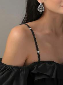 1 对水钻可调节性感简约内衣肩带，通用胸前挂项链链装饰