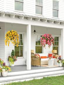 1Pc/2Pcs Artificial Hanging Flowers Fake Hanging Plants Faux Silk Hibiscus Long Vines UV Resistant Realistic Flowers For Basket Home Porch Outside Garden Yard Patio