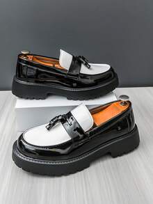 Giày lười nam tua rua trang trí, giày công sở bóng loáng phong cách Anh cổ điển, giày công sở & giày cưới phong cách Old Money Chic mùa thu - A - Xem 6