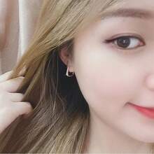 Pendientes de aro de cristal chapados en plata de ley 925 de alta calidad para mujer, regalo de boda, fiesta o uso versátil en la calle - Plateado - Ver 6