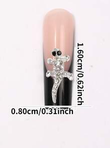 10 Pieces Of Nail Art Accessories, Alloy Rhinestones Rhine River Diamond Shiny Three-Dimensional Nail Art Pendant, Animal Silver Solid Color DIY Art Decoration