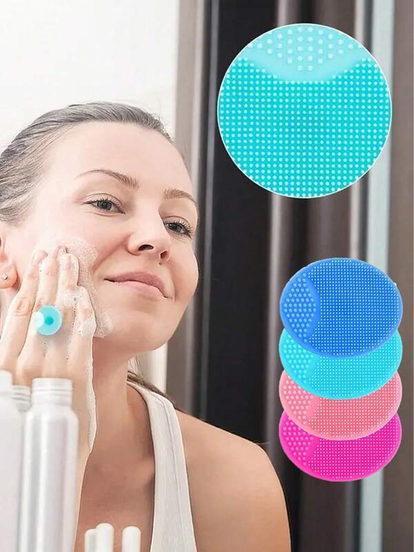 Escova de limpeza de silicone macio - Sem fragrância, esfoliação profunda, limpa os poros, adequada para peles com a acne, acessórios essenciais para cuidados faciais, ventosa suave para a pele, escova de limpeza facial de silicone macio feminina, escova manual para remoção de maquiagem
