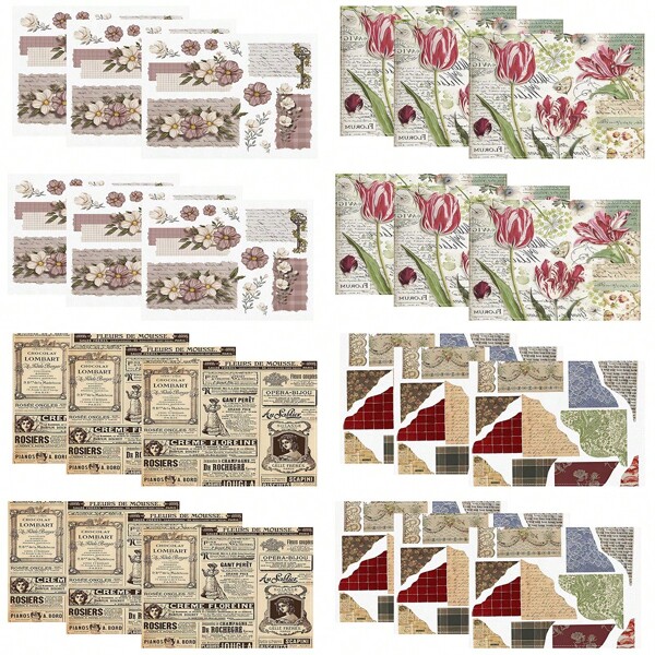 1/4/6/8/12 Piezas Manteles individuales de lino para mesa de comedor, manteles individuales impresos lavables, almohadillas protectoras de superficie, manteles individuales para mesa de comedor para interiores y exteriores, adecuados para fiestas festivas, cocina y comedor