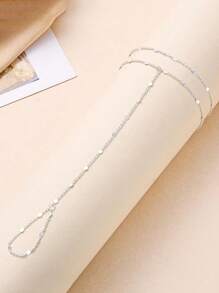 1 pieza Cadena para la clavícula con forma de Y de moda y personalizada, cadena de dedo plana de estilo minimalista y metálica, versátil, excelente opción de regalo