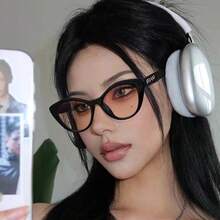 1 pieza de nuevo marco de gafas de material de policarbonato con diseño de ojo de gato, lentes degradados, montura pequeña, de estilo retro para mujer para uso al aire libre
