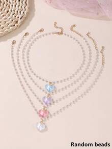4pcs/Set Girls Resin Butterfly & Pearl Necklace Set - Multicolor - View 7