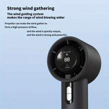 100-Speed Handheld Turbine Fan, Mini Portable USB Rechargeable, Long Battery Life, LED Display, Compact Fan For Desk And Outdoor Camping