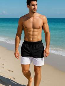 MEN'S SHORTS Contrast Pocket Knotted Drawstring - White - View 1