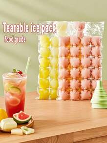 1-1200pcs Summer Ice Cool Disposable Ice Packs, Comes With Funnel, Self-Sealing Ice Bags, Passion Fruit Fruit Storage Bags, Home Ice Pack