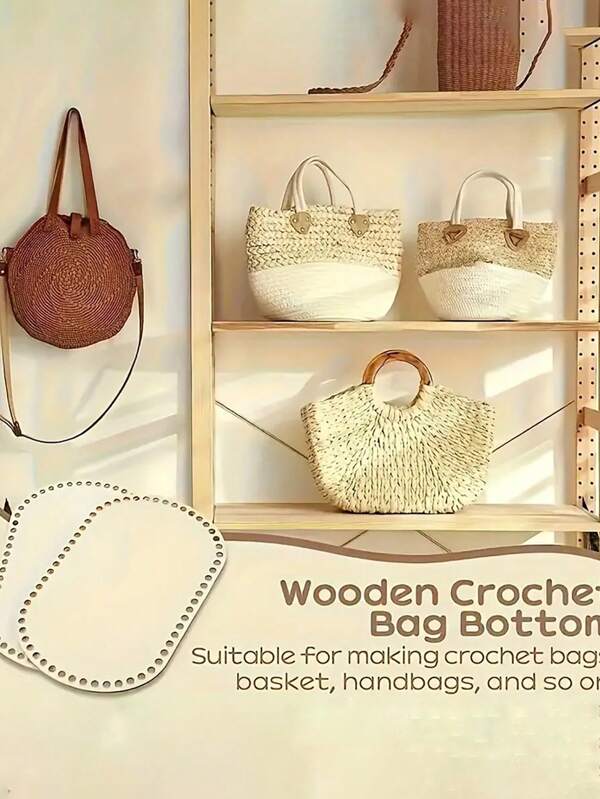 3 Pieces Set Of Wooden Oval Crochet Bag Bottom, Oval Crochet Basket Wooden Bottom Blank Wooden Basket Bottom, DIY Crochet Basket Bottom Raw Wood Weaving Process Bottom Knitting Mat, Suitable For DIY Knitting, Crochet Knitting Process And Home Decoration Supplies