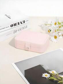 1pc Travel Jewelry Box, Small PU Leather Jewelry Organizer Suitable For Women & Girls, Double-Layer Portable Mini Travel Case For Storing Earrings, Rings, Necklaces