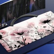 1pc Pink Floral Teal Mouse Pad Washable Boho Flowers Gaming Mousepad Non-Slip Rubber Base Mouse Pads For Office Laptop