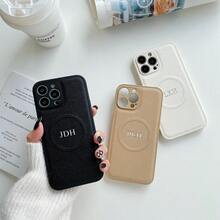 Customized Phone Case Compatible With IPhone 17 16 15 14 13 12 11 Pro Max 17 Air Compatible With Magnetic Supports Wireless Charging Personalized Name 3D DIY Engraved Letters Initials Name Luxury Soft Litchi Pattern Leather Cover Compatible With IPhone 16 15 14 13 12 11 Pro Max Birthdays Festival Gifts For Lover Friends Familly Yourself