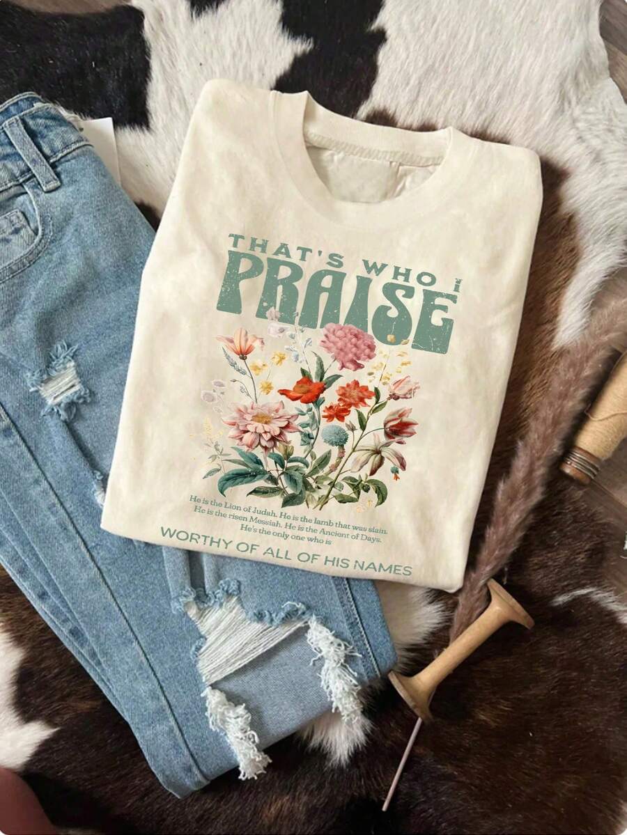 女士休闲短袖圆领 T 恤