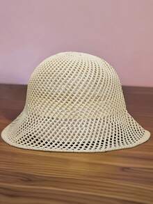 1 件女士轻质透气镂空网眼渔夫帽，可折叠太阳帽，适合户外旅行