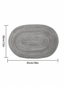 1/2/4/6/8pcs Minimalist Ombre Milk Coffee Oval Polyester Placemats - Dark Grey - View 2