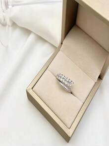 1 件时尚小麦色锆石开口戒指，适合日常佩戴