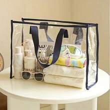 Clear Tote Bag Transparent Large Capacity Handbag For Travel & Concert Beach - Navy - View 1