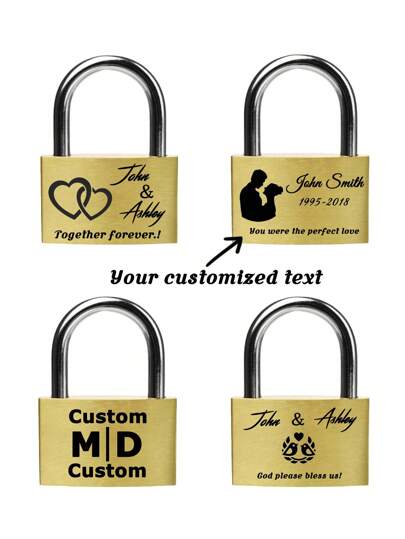 1pc Customized Engraved Anniversary Keyed Padlock Gift - Brass Romantic Love Lock With 3 Keys, Suitable For Weddings, Bridges Or School Lockers, Ideal Gift For Her, Boyfriend, Girlfriend, Family, Friends, Students, Fathers Day, Anniversary, Graduation, Wedding, Business/Work/Office