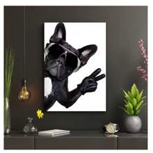 1pc Frameless Modern Simple Black And White Fashionable Dog Canvas Posters Vintage High-Definition Printing Wall Arts Suitable For Living Room, Bedroom, Dormitory, Study, Dining Room, Bar Wall Decoration, Home Decoration ,Wall Art With Frame