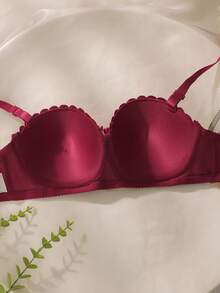 مجموعة سوتيان وسروال داخلي مطرزة بفيونكة للنساء - احمر وردي اللون - مشاهدة 5