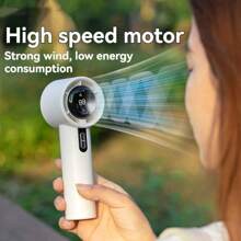 100-Speed Handheld Turbine Fan, Mini Portable USB Rechargeable, Long Battery Life, LED Display, Compact Fan For Desk And Outdoor Camping