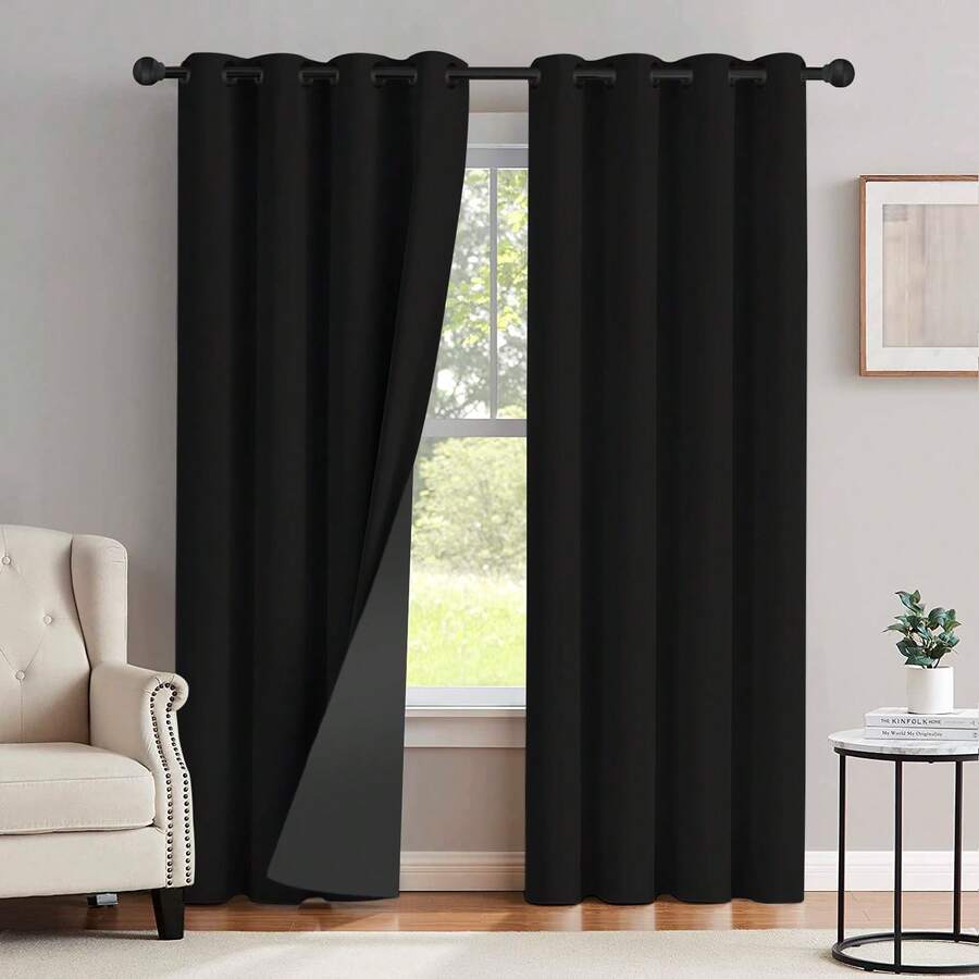 Blackout Curtain 2.80 X 2.30 Light-Cutting, Resistant, Thick PVC Material, Blackout, Living Room And Bedroom - 黑色 - 查看 1