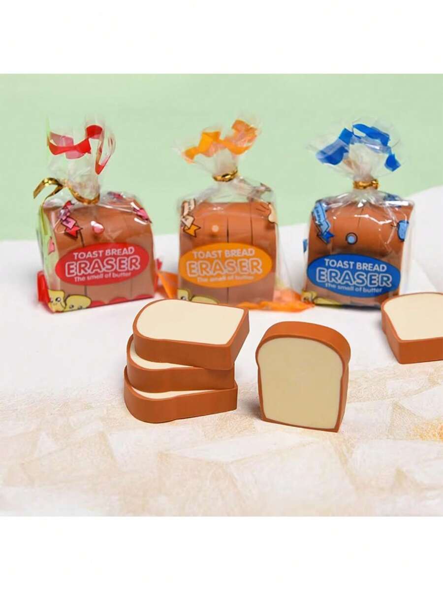 8/16/24/32 pièces Gomme en forme de toast Kawaii, gomme à crayon mignonne, gomme à pain 3D, gomme à crayon de dessin animé, outils de croquis pour peintres et artistes, fournitures pour cadeau (aléatoire)