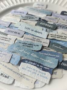 1 Pack 50pcs Natural Texture Retro English Phrase Stickers For DIY Scrapbooking,School Supplies,Back To School - one-size - View 4