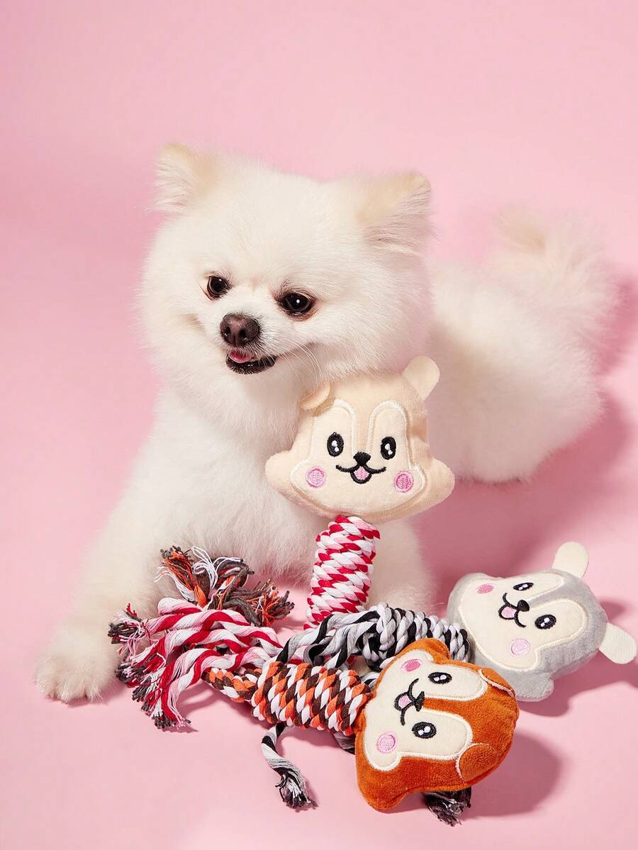 PETSIN 1pc Soft Plush Squirrel Style Rope Pet Dog Chew Doll, Interactive Teething Doll For Puppy - View 1