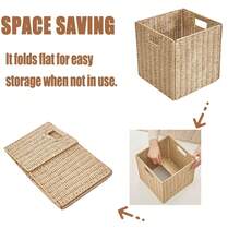 سلة تخزين من الخيزران قابلة للطي مربعة لتوفير المساحة، أغراض متعددة لتخزين الغسيل، الألعاب، والكتب، منظم تخزين