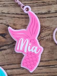 Mermaid Tail Summer Vibes Tropical Beach Name Personalized Custom 3D Printed Keychain Keyring Backpack Luggage Tag Gifts