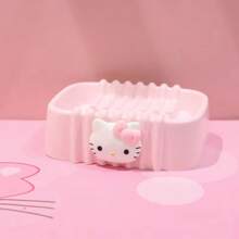 Sanrio Savon Sanrio pour le porte-savon Hello chat, plats à savon rose chat chat, drainage antidérapant, boîte à savon de voyage et de maison, accessoires de salle de bain pour la rentrée scolaire