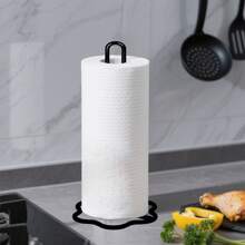 Paper Towel Holder Countertop, Kitchen Paper Towel Stand Holder For Kitchen Organization And Storage, Paper Towel Holders For Standard And Large Size Rolls Tissue Box, Tissue Holder, Napkin Holder, Toilet Paper Holder, Toilet Roll Holder, Wipes Container Kitchen Roll Holder, Paper Towel Holder, Table, Bathroom, Kitchen, (Black1/2pcs)