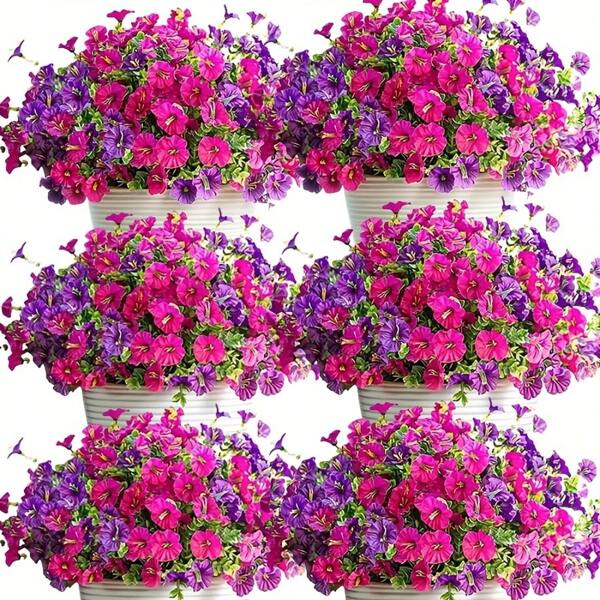 8 Bundles Of Vibrant Artificial Flowers That Are UV Resistant And Do Not Fade. These Colorful Artificial Flowers Are Suitable For Indoor And Outdoor Decoration, Making Them Perfect For Home Gardens, Porch Windows, And Courtyards