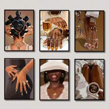 Set Of 1/3 Pcs Pop African American Wall Arts Posters, Art, Fashion Art Prints, Canvas Posters Printing, Modern Home Bathroom Bar Living Room Bedroom Decoration Unframed-Style, Wall Art With Frame