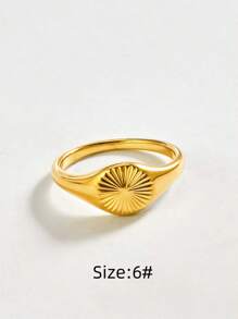 1pc Fashion Boho Sunbeam Ring, 18K Gold Plated Stainless Steel Wavy Adjustable Ring Size 5-10, Suitable For Men & Women, All Season Wear, Great For Mother's Day Gift