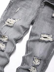 Quần Jeans Denim Rửa Sạch Thời Trang Nam - Màu xám đen - Xem 3
