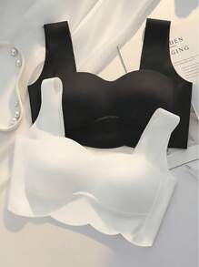 3pcs Seamless Wirefree Padded Bras For Small Bust, Gather Lift Push Up Underwear Sports Bras