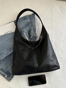 Bolso de hombro de gran capacidad, suave y de unicolor vintage para mujeres, bolso bandolera versátil con asa, bolso de hombro tipo hobo de gran capacidad, bolso bandolera casual para el trabajo