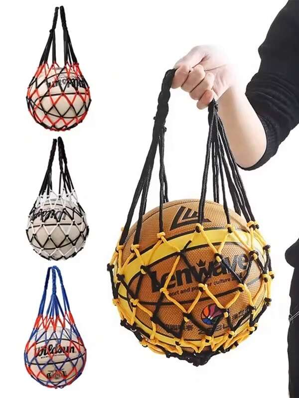 Una bolsa de red de baloncesto de nailon, bolsa de red portátil para voleibol y fútbol, soporte individual para balón deportivo, adecuado para artículos deportivos y accesorios de bolsas de red, suministros para grandes competiciones para aficionados al fútbol y suministros para fiestas de fútbol, útiles escolares, vuelta al cole