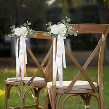 2/4/6 piezas de Flores Artificiales, Decoración de pasillo de boda con silla de artificial Rosas, Decoración elegante de banco de iglesia, Adecuado para ceremonia de boda, recepción, Navidad, Día de San Valentín, banquete, cumpleaños, fiesta y ocasiones especiales