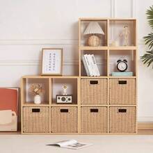 سلة تخزين من الخيزران قابلة للطي مربعة لتوفير المساحة، أغراض متعددة لتخزين الغسيل، الألعاب، والكتب، منظم تخزين