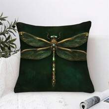 1 Stück Kissenbezug im Vintage Stil mit Glücksklee, 45x45cm, Design mit goldenem Blatt und Vierblättrigem Klee, Polyester, maschinenwaschbar, mit Reißverschluss, gewobener Polyester Dekorationskissenbezug für Zuhause und Büro