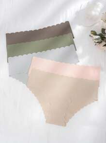 5 Pcs/Pack Women's Sexy Seamless Comfortable Breathable Wavy Trim Sports Briefs