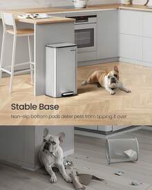 SONGMICS Kitchen Trash Can, 8-Gallon (30 L) Garbage Can With Lid, Stainless Steel, Soft Close And Stays Open, Inner Bucket, Wide Non-Slip PedalKitchen Trash Can, 8-Gallon (30 L) Garbage Can With Lid, Stainless Steel, Soft Close And Stays Open, Inner Bucket, Wide Non-Slip Pedal - Bạc - Xem 6