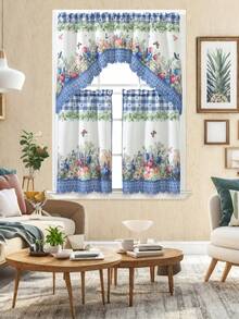 ABEST6522 Home&Living store 1 مجموعة (3 قطع/مجموعة) قماش بوليستر مطبوع رقميًا، خفيف الوزن وقابل للتنفس. ستائر عيد الأم، ستائر قصيرة، ستائر نصفية، ستائر المطبخ وستائر المقهى. - الأزرق - مشاهدة 8