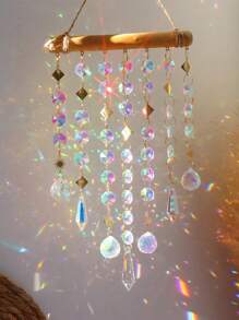 1pc Crystal Dreamcatcher Wind Chime Wall Hanging Decor With Colorful Rainbow Design For Window Room Decoration