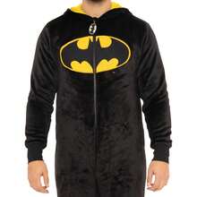 DC Comics Batman  | Batman Mens' Hooded One Piece Sleepsuit | Mens' PJs | Fast UK Delivery Shipping | Trusted UK Seller | Great Gift For Kids | Perfect For Fathers' Day, Birthdays And Christmas - Black - View 3