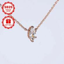 1 pieza Collar de moda para mujer, estilo clásico con forma de diamante de seis garras, de plata de ley 925 incrustada con circonita cúbica de calidad 5A, adecuado para fiestas, uso diario, regalos, citas, vacaciones, bodas, apto para el Día de la Madre, San Valentín, Pascua, Navidad, aniversario, cumpleaños